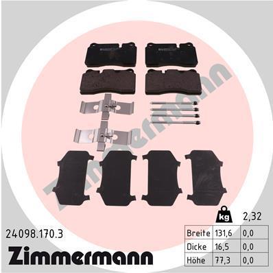 Jeu de 4 plaquettes de frein OTTO ZIMMERMANN GMBH 24098.170.3
