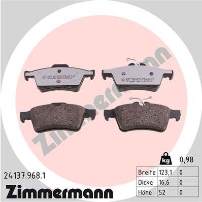Jeu de 4 plaquettes de frein OTTO ZIMMERMANN GMBH 24137.968.1