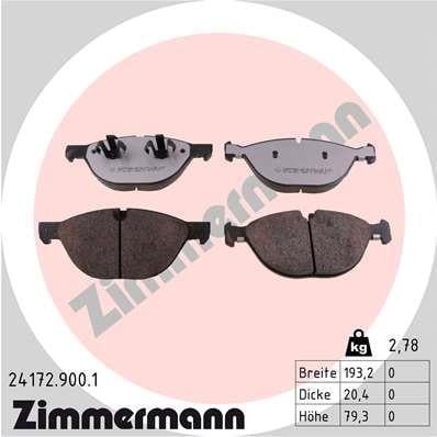 Jeu de 4 plaquettes de frein OTTO ZIMMERMANN GMBH 24172.900.1