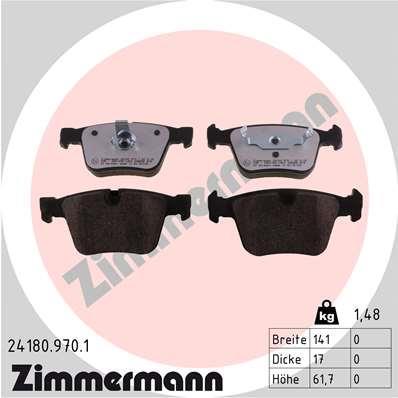 Jeu de 4 plaquettes de frein OTTO ZIMMERMANN GMBH 24180.970.1