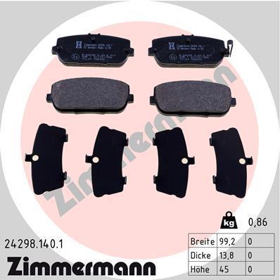 Jeu de 4 plaquettes de frein OTTO ZIMMERMANN GMBH 24298.140.1