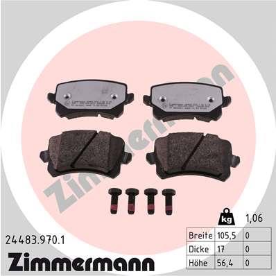 Jeu de 4 plaquettes de frein OTTO ZIMMERMANN GMBH 24483.970.1