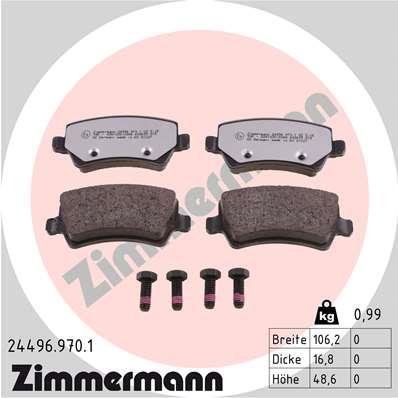 Jeu de 4 plaquettes de frein OTTO ZIMMERMANN GMBH 24496.970.1