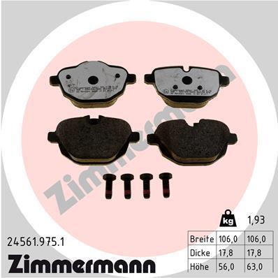 Jeu de 4 plaquettes de frein OTTO ZIMMERMANN GMBH 24561.975.1