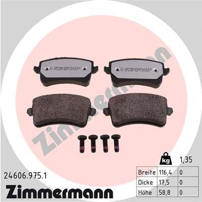 Jeu de 4 plaquettes de frein OTTO ZIMMERMANN GMBH 24606.975.1