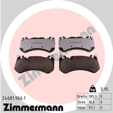 Jeu de 4 plaquettes de frein OTTO ZIMMERMANN GMBH 24681.966.1