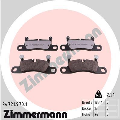 Jeu de 4 plaquettes de frein OTTO ZIMMERMANN GMBH 24721.970.1
