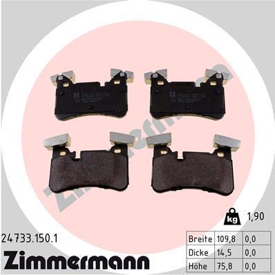 Jeu de 4 plaquettes de frein OTTO ZIMMERMANN GMBH 24733.150.1