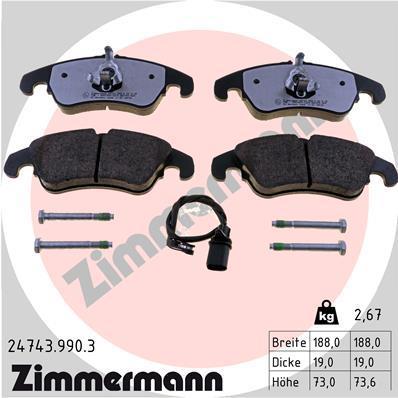 Jeu de 4 plaquettes de frein OTTO ZIMMERMANN GMBH 24743.990.3