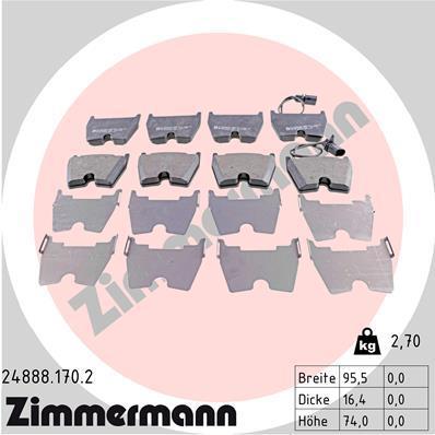 Jeu de 4 plaquettes de frein OTTO ZIMMERMANN GMBH 24888.170.2