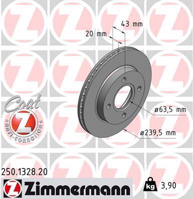 Disques de frein OTTO ZIMMERMANN GMBH ref. 250.1328.20