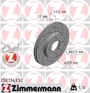 Discos de travão OTTO ZIMMERMANN GMBH ref. 250.1343.52