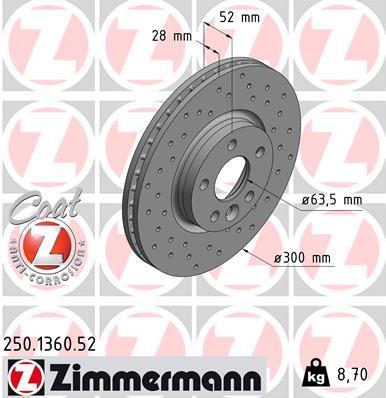 Discos de travão OTTO ZIMMERMANN GMBH ref. 250.1360.52