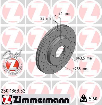 Discos de travão OTTO ZIMMERMANN GMBH ref. 250.1363.52