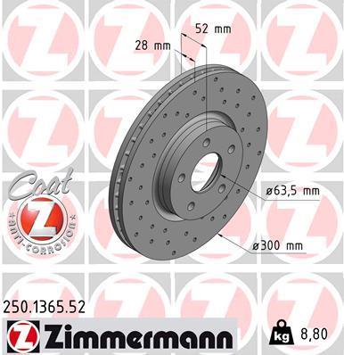 Discos de travão OTTO ZIMMERMANN GMBH ref. 250.1365.52