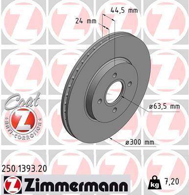 Disques de frein OTTO ZIMMERMANN GMBH ref. 250.1393.20