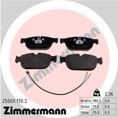 Jeu de 4 plaquettes de frein OTTO ZIMMERMANN GMBH 25069.170.2
