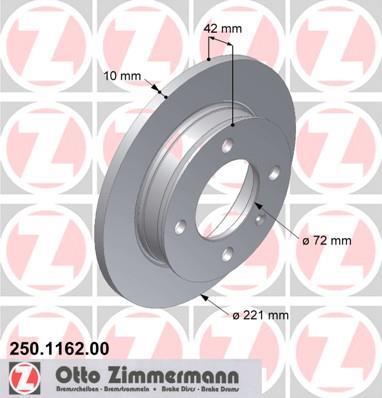 Disques de frein OTTO ZIMMERMANN GMBH ref. 250.1162.00