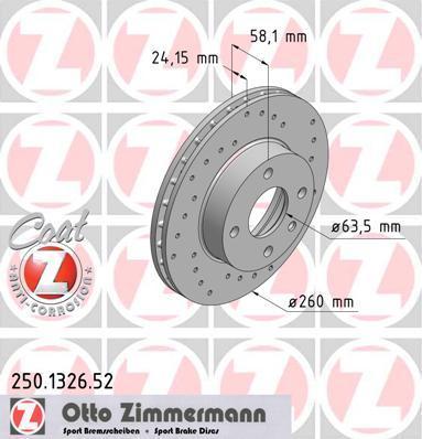Discos de travão OTTO ZIMMERMANN GMBH ref. 250.1326.52