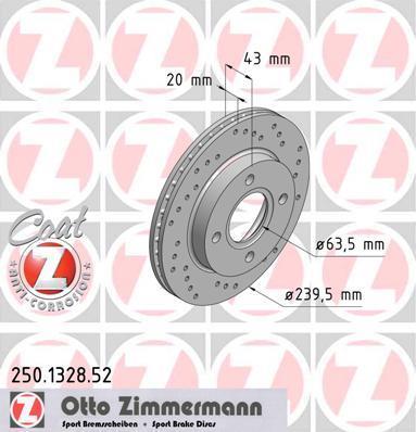 Disques de frein OTTO ZIMMERMANN GMBH ref. 250.1328.52