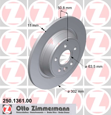 Discos de travão OTTO ZIMMERMANN GMBH ref. 250.1361.00