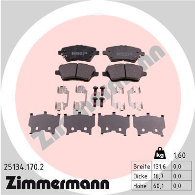Jeu de 4 plaquettes de frein OTTO ZIMMERMANN GMBH 25134.170.2