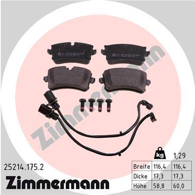 Jeu de 4 plaquettes de frein OTTO ZIMMERMANN GMBH 25214.175.2