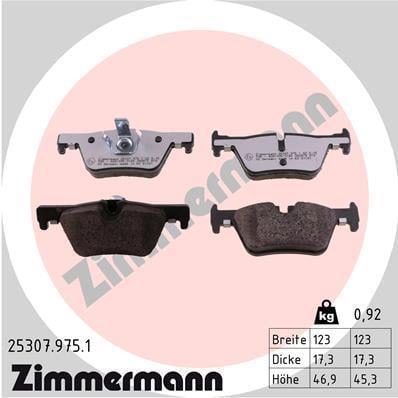 Jeu de 4 plaquettes de frein OTTO ZIMMERMANN GMBH 25307.975.1