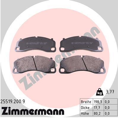 Jeu de 4 plaquettes de frein OTTO ZIMMERMANN GMBH 25519.200.9