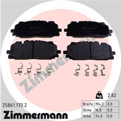 Jeu de 4 plaquettes de frein OTTO ZIMMERMANN GMBH 25861.170.2