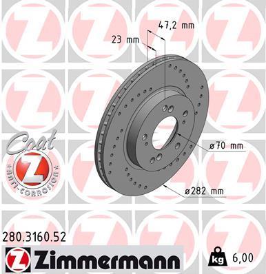 Discos de travão OTTO ZIMMERMANN GMBH ref. 280.3160.52