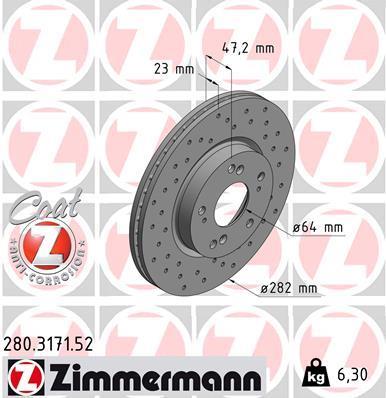 Discos de travão OTTO ZIMMERMANN GMBH ref. 280.3171.52