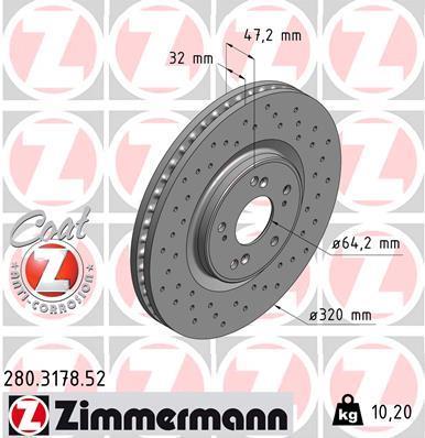 Discos de travão OTTO ZIMMERMANN GMBH ref. 280.3178.52
