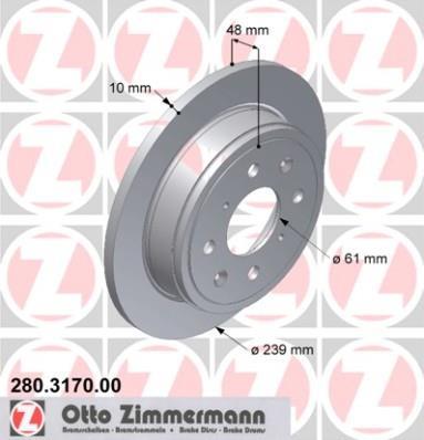 Disques de frein OTTO ZIMMERMANN GMBH ref. 280.3170.00