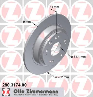 Discos de travão OTTO ZIMMERMANN GMBH ref. 280.3174.00