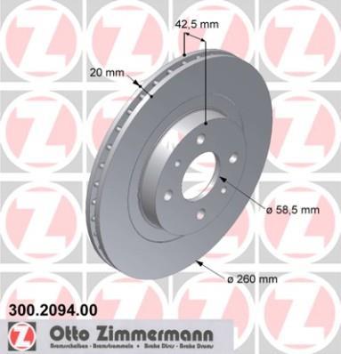 Disques de frein OTTO ZIMMERMANN GMBH ref. 300.2094.20