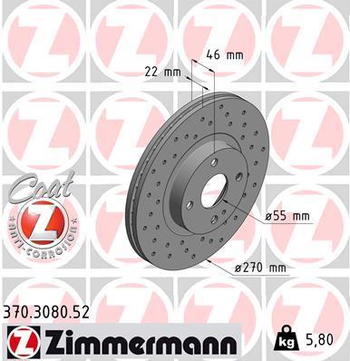 Disques de frein OTTO ZIMMERMANN GMBH ref. 370.3080.52