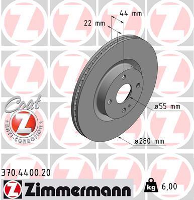Disques de frein OTTO ZIMMERMANN GMBH ref. 370.4400.20