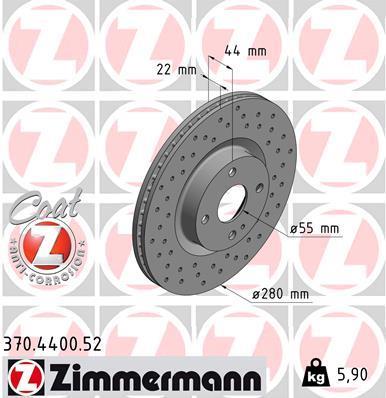 Discos de travão OTTO ZIMMERMANN GMBH ref. 370.4400.52