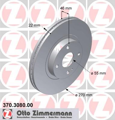 Disques de frein OTTO ZIMMERMANN GMBH ref. 370.3080.00