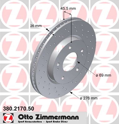 Discos de travão OTTO ZIMMERMANN GMBH ref. 380.2170.50