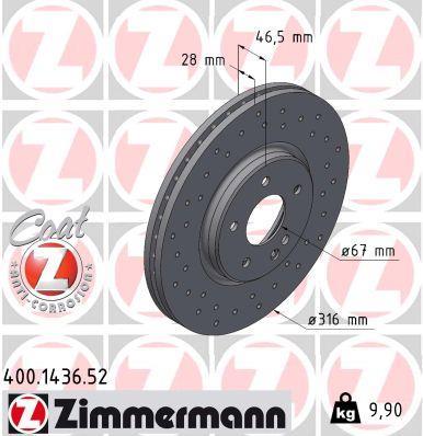 Discos de travão OTTO ZIMMERMANN GMBH ref. 400.1436.52