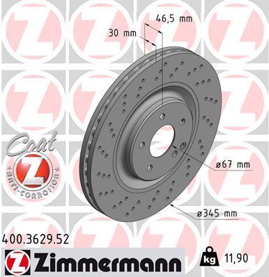 Discos de travão OTTO ZIMMERMANN GMBH ref. 400.3629.52