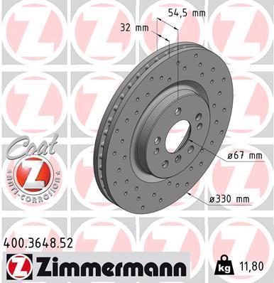 Discos de travão OTTO ZIMMERMANN GMBH ref. 400.3648.52