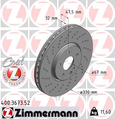 Discos de travão OTTO ZIMMERMANN GMBH ref. 400.3673.52
