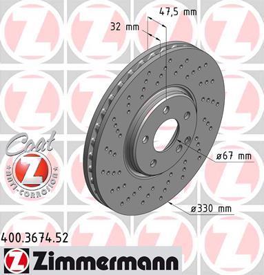 Disques de frein OTTO ZIMMERMANN GMBH ref. 400.3674.52