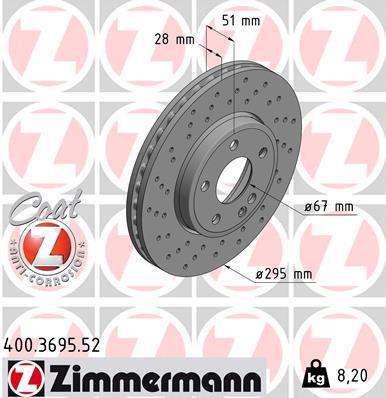 Discos de travão OTTO ZIMMERMANN GMBH ref. 400.3695.52