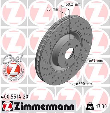 Discos de travão OTTO ZIMMERMANN GMBH ref. 400.5514.20
