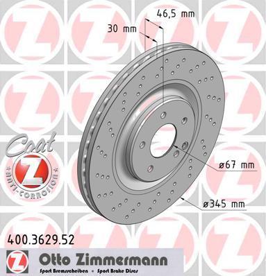 Discos de travão OTTO ZIMMERMANN GMBH ref. 400.3629.52
