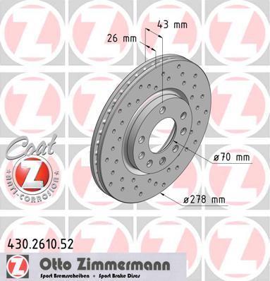 Discos de travão OTTO ZIMMERMANN GMBH ref. 430.2610.52